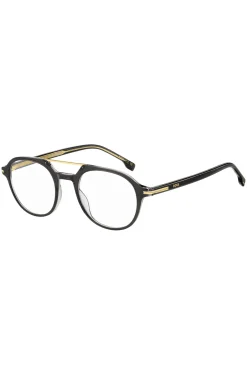 Black-acetate optical frames with gold-tone metal bridge
