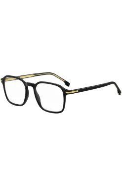 Black-acetate optical frames with gold-tone details