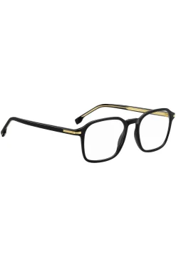 Black-acetate optical frames with gold-tone details