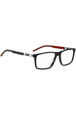 Black-acetate optical frames with cut-out logo