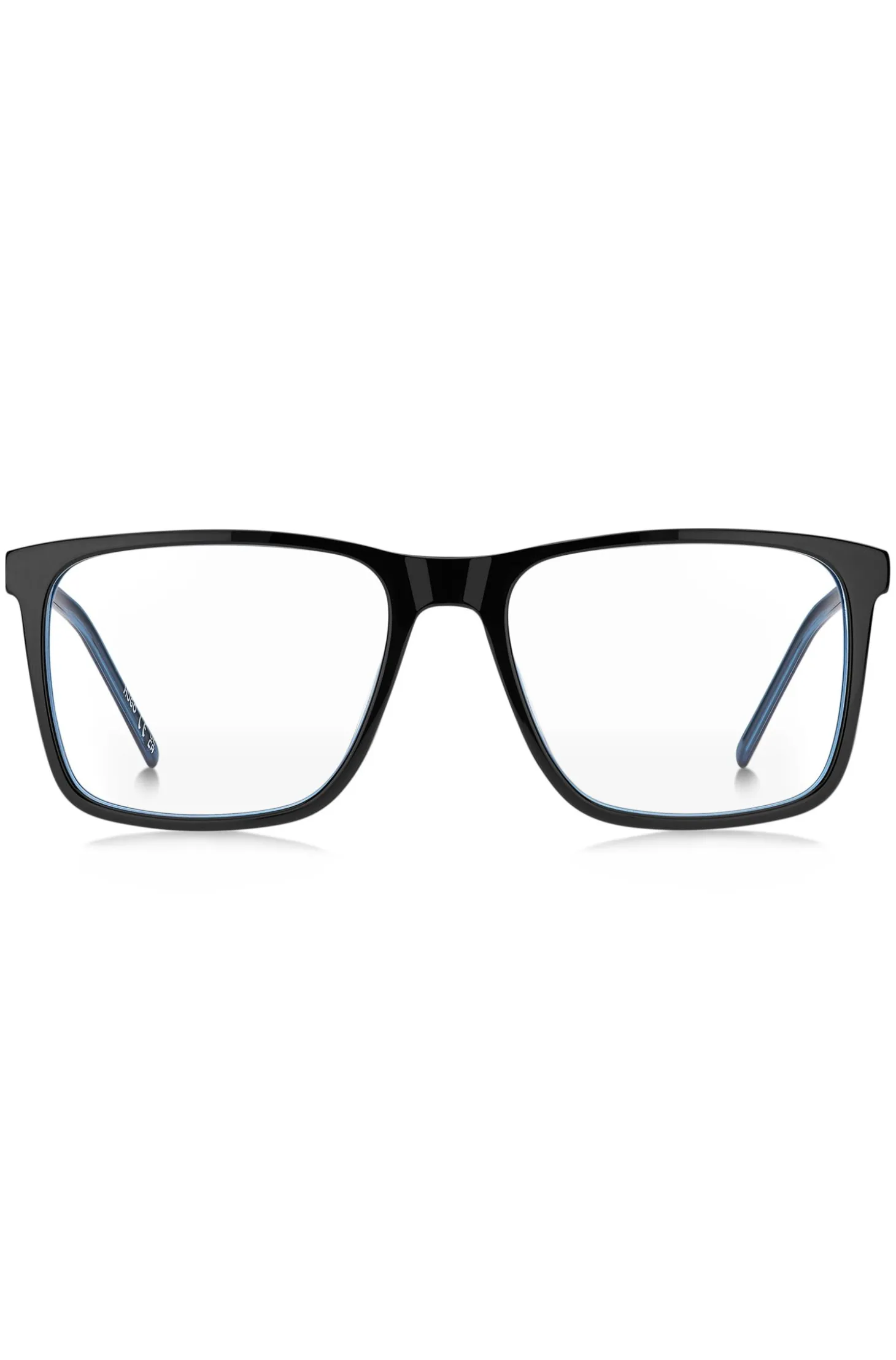 Black-acetate optical frames with contrast rubber logo