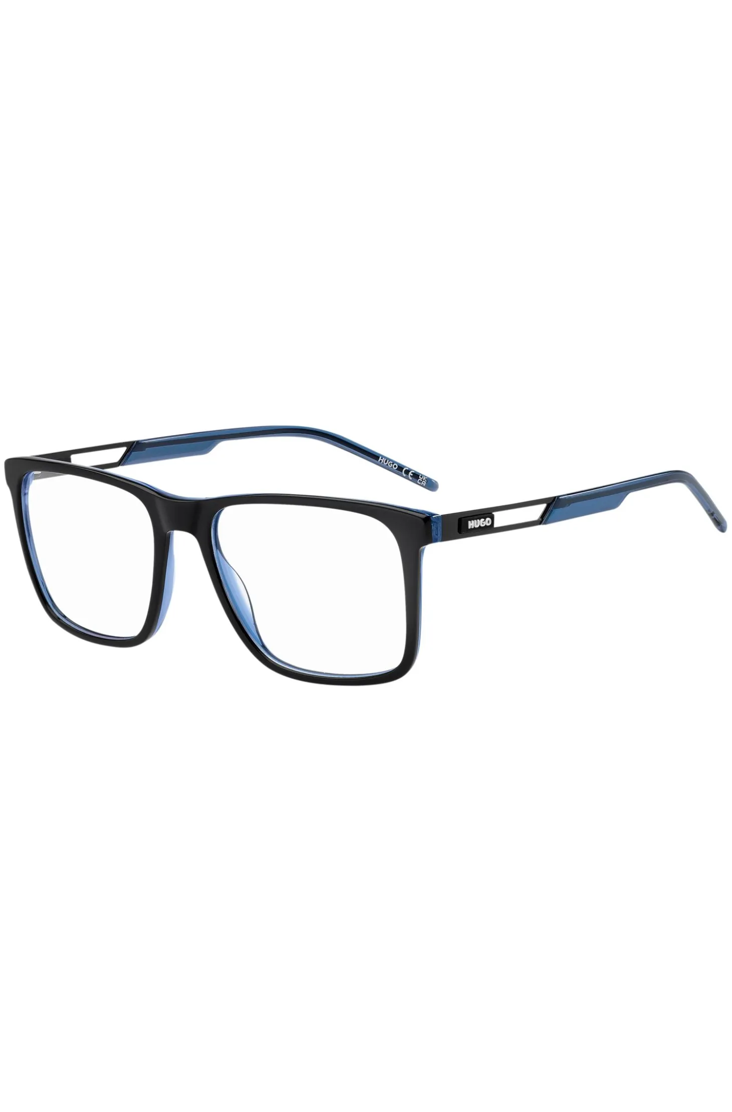 Black-acetate optical frames with contrast rubber logo
