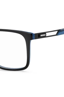 Black-acetate optical frames with contrast rubber logo