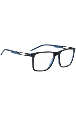 Black-acetate optical frames with contrast rubber logo
