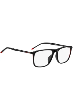 Black-acetate optical frames with tubular temples