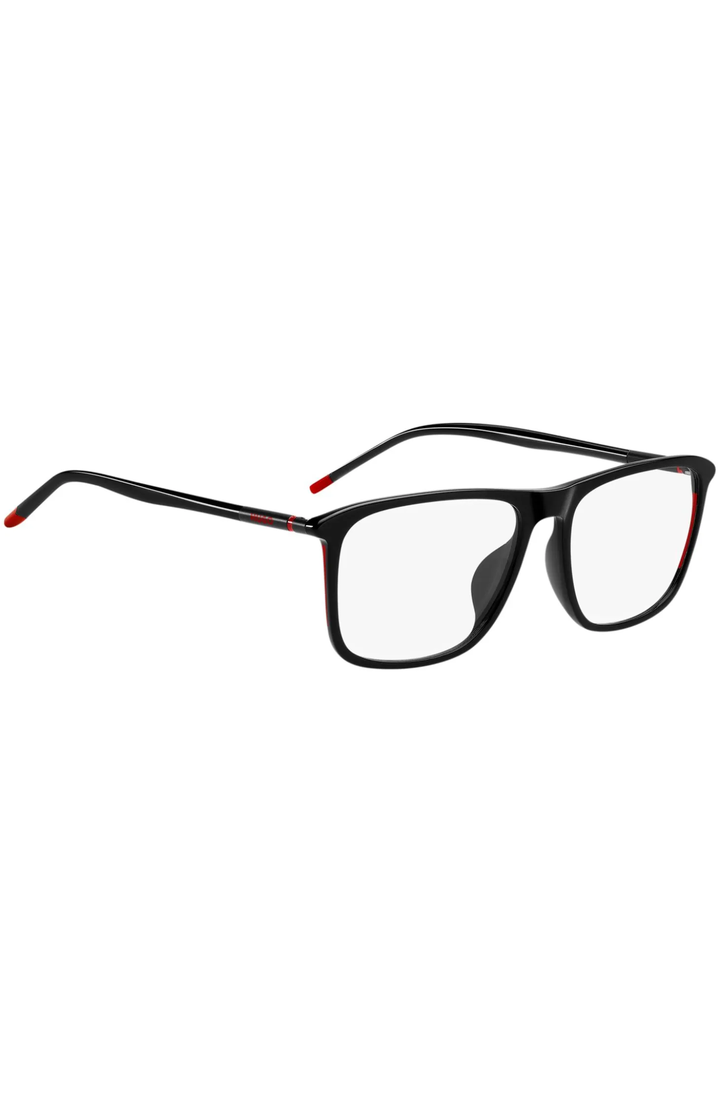 Black-acetate optical frames with tubular temples