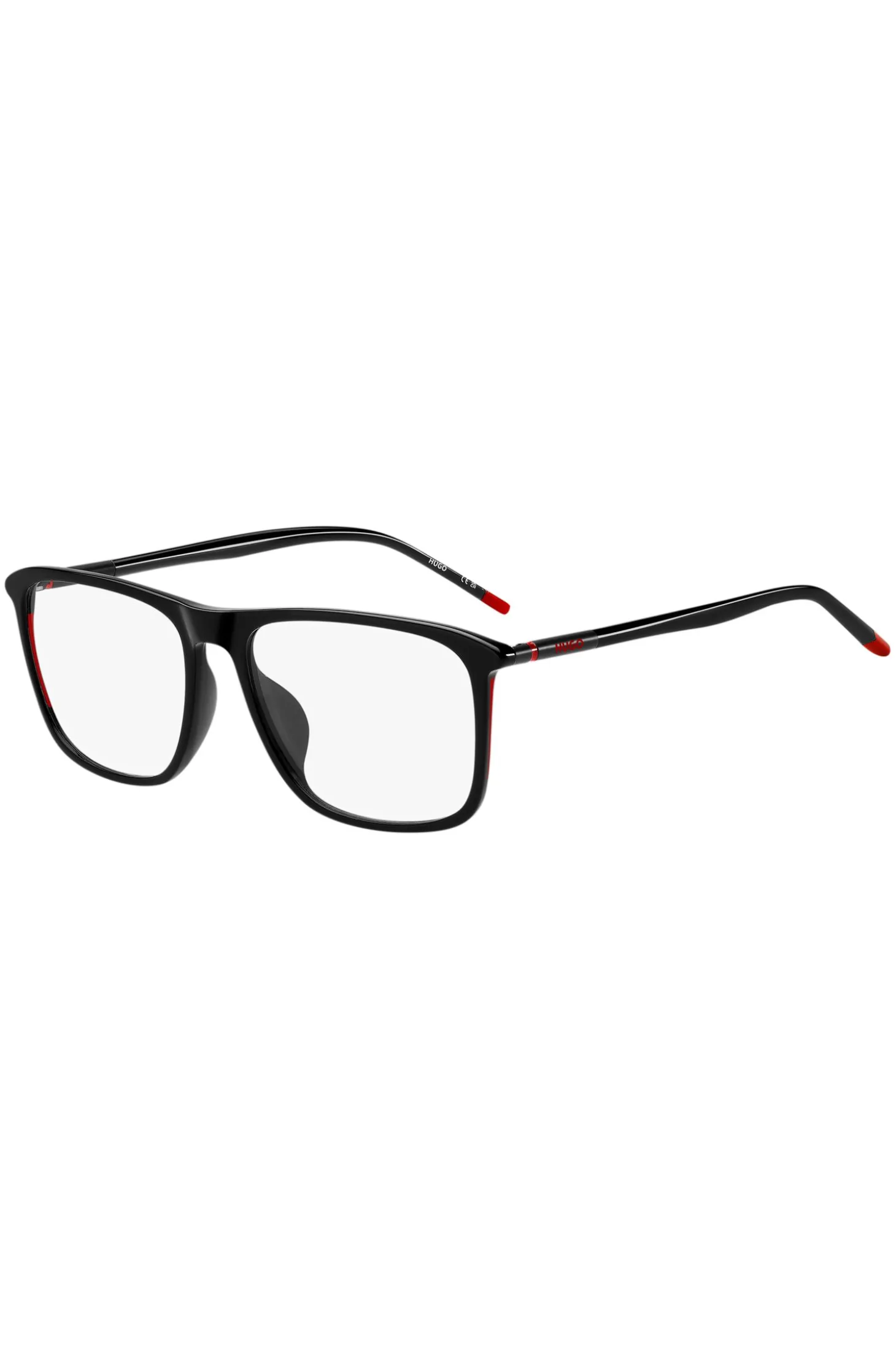 Black-acetate optical frames with tubular temples