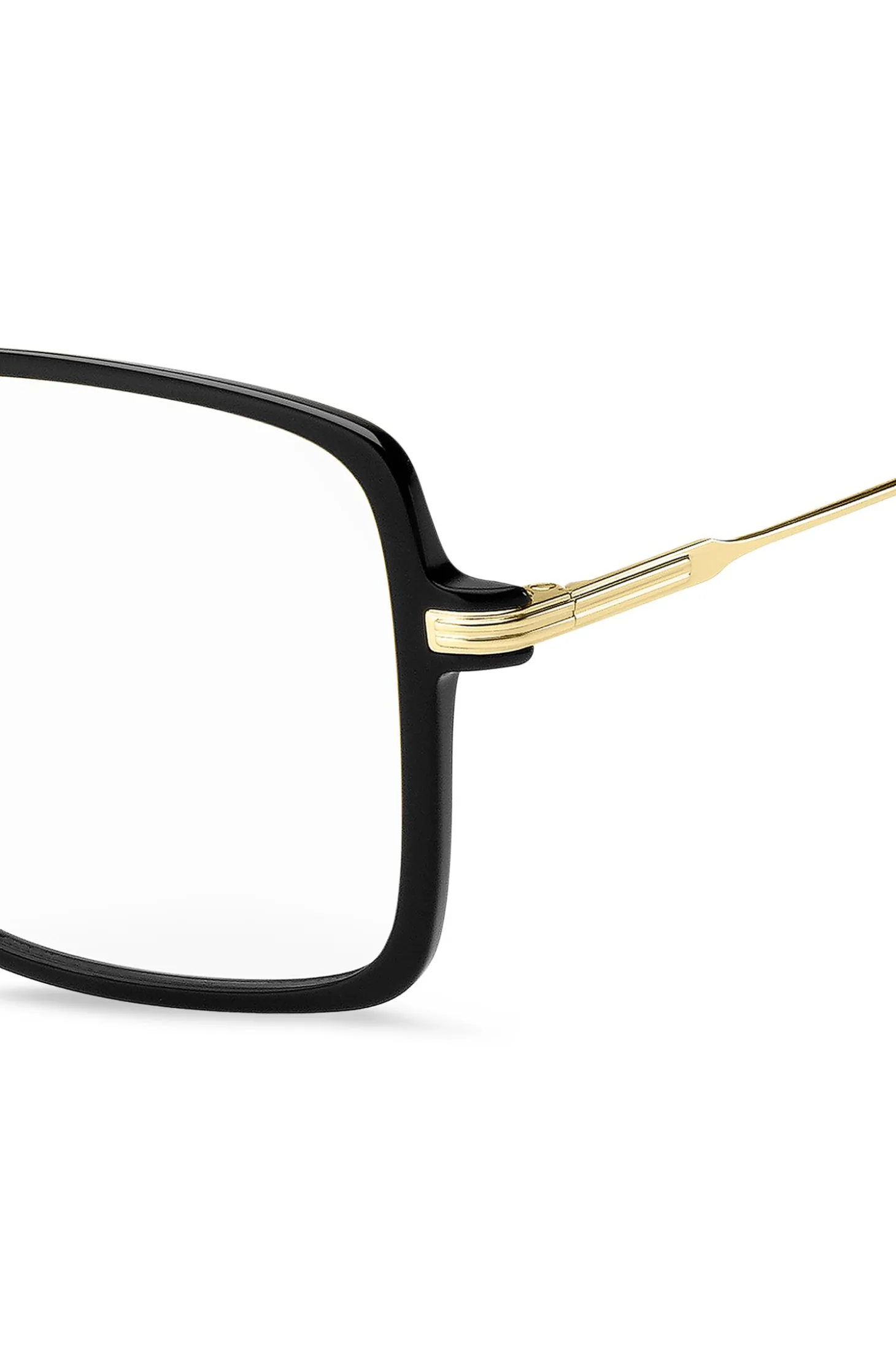 Black-acetate optical frames with gold-tone temples