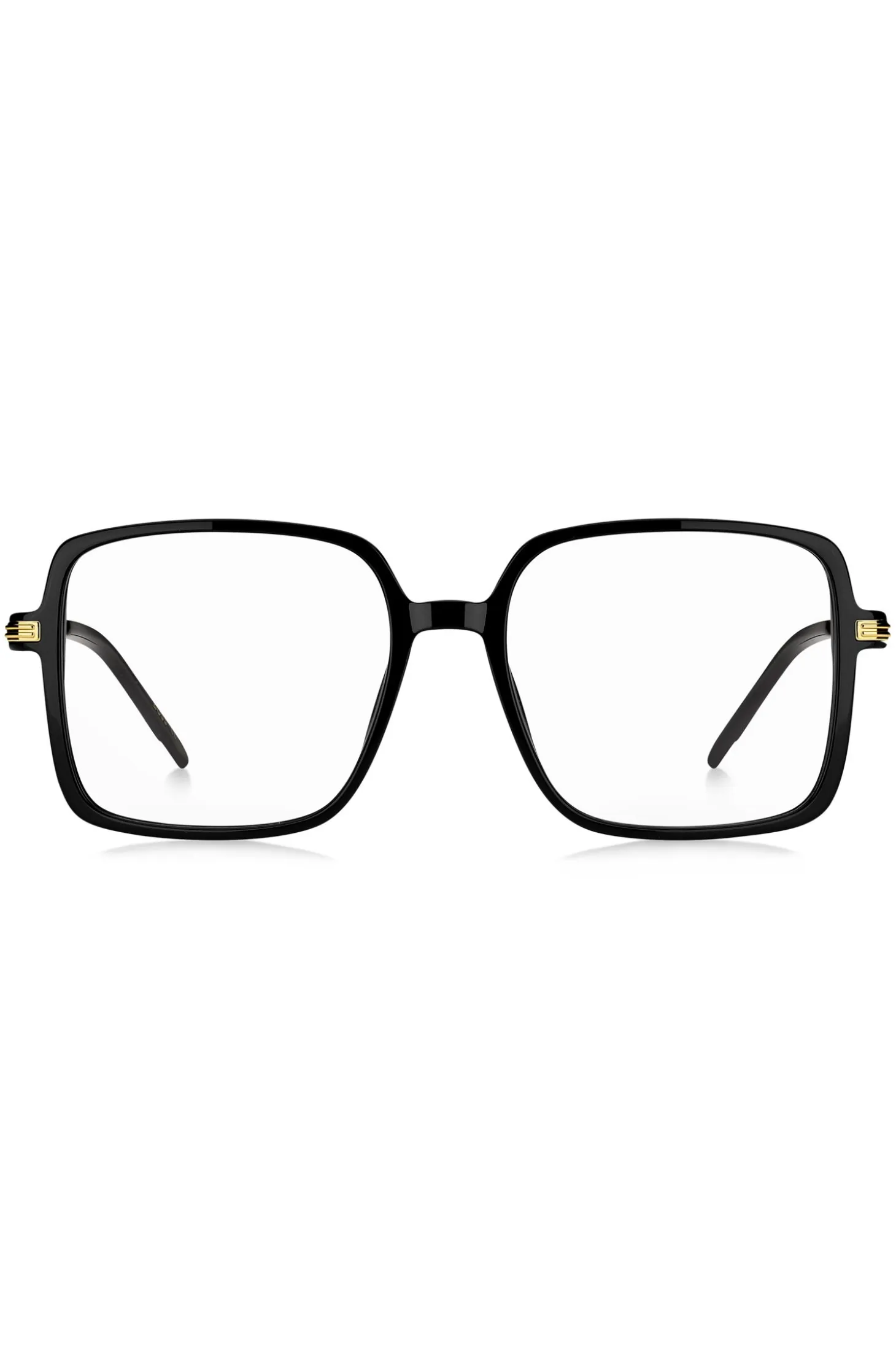 Black-acetate optical frames with gold-tone temples