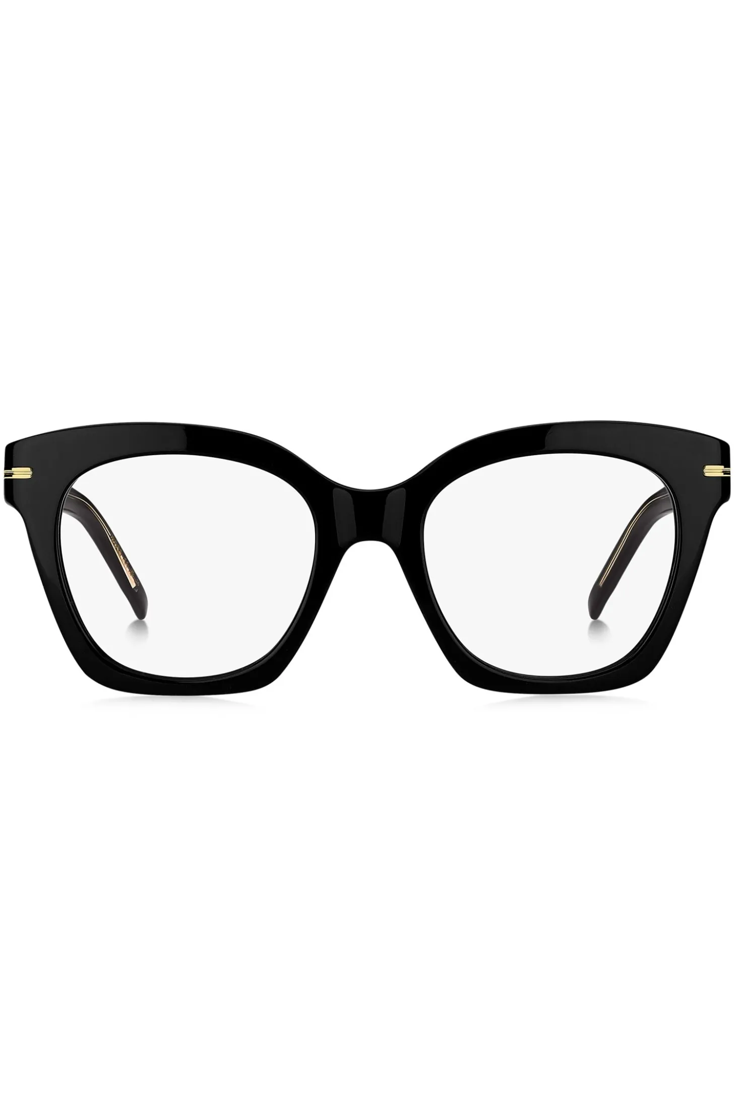 Black-acetate optical frames with gold-tone hardware