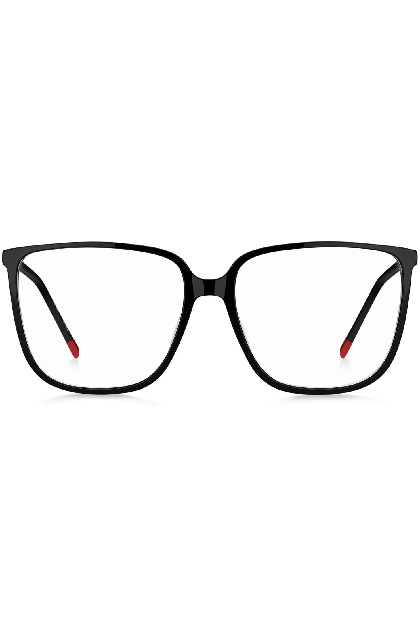 Black-acetate optical frames with gold-tone temples