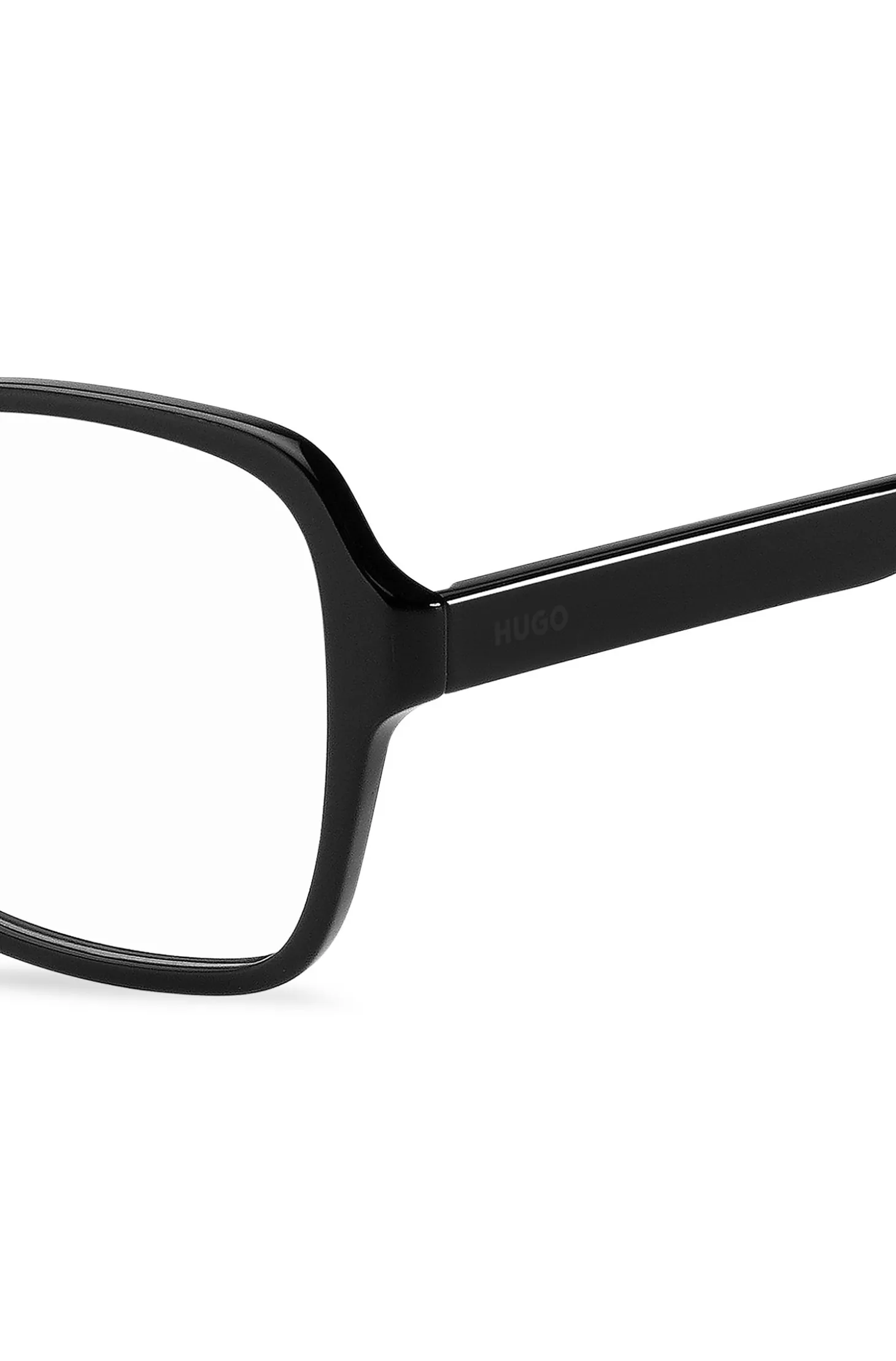 Black-acetate optical frames with branded temples