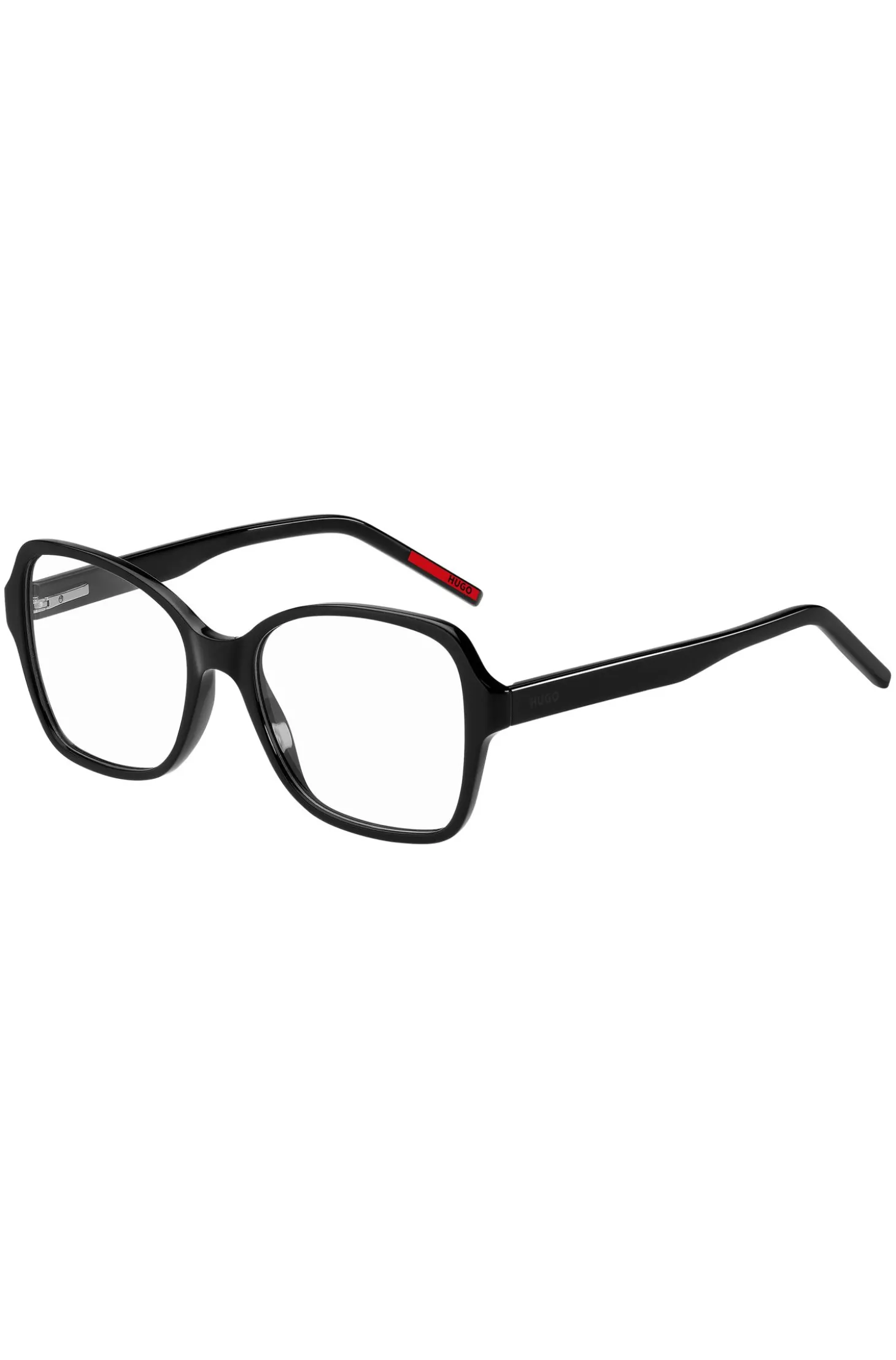 Black-acetate optical frames with branded temples
