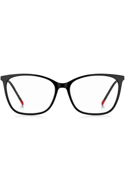 Black-acetate optical frames with gold-tone temples