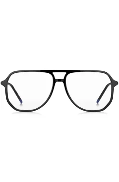 Black-acetate optical frames with tubular temples