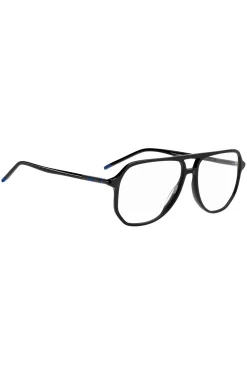 Black-acetate optical frames with tubular temples