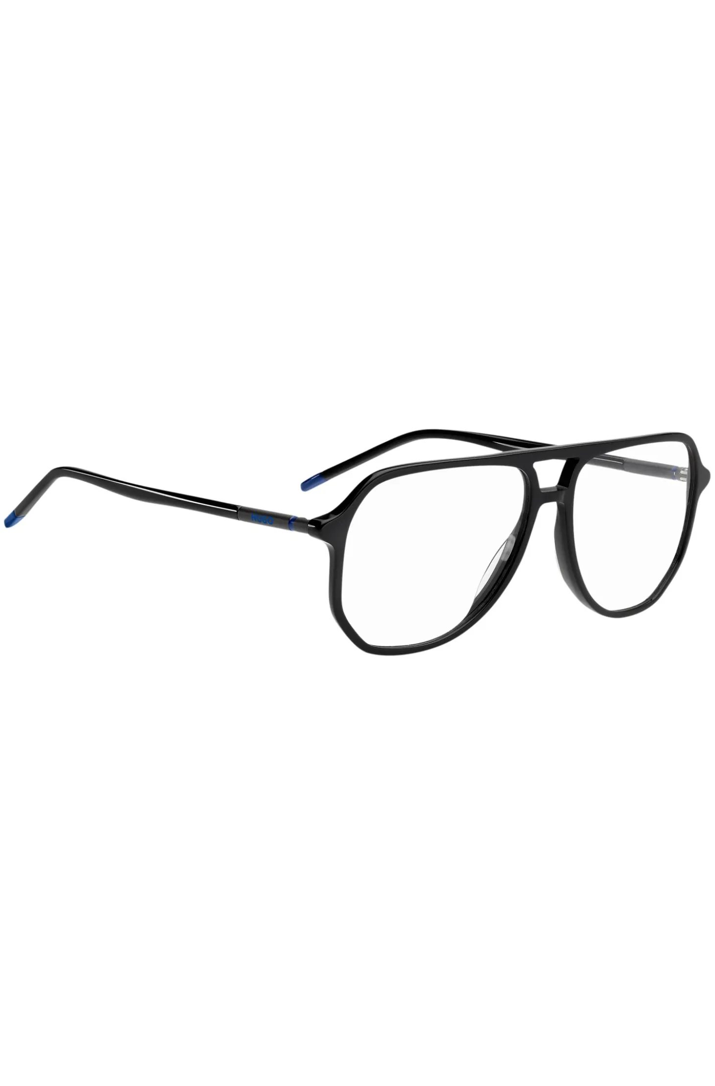 Black-acetate optical frames with tubular temples
