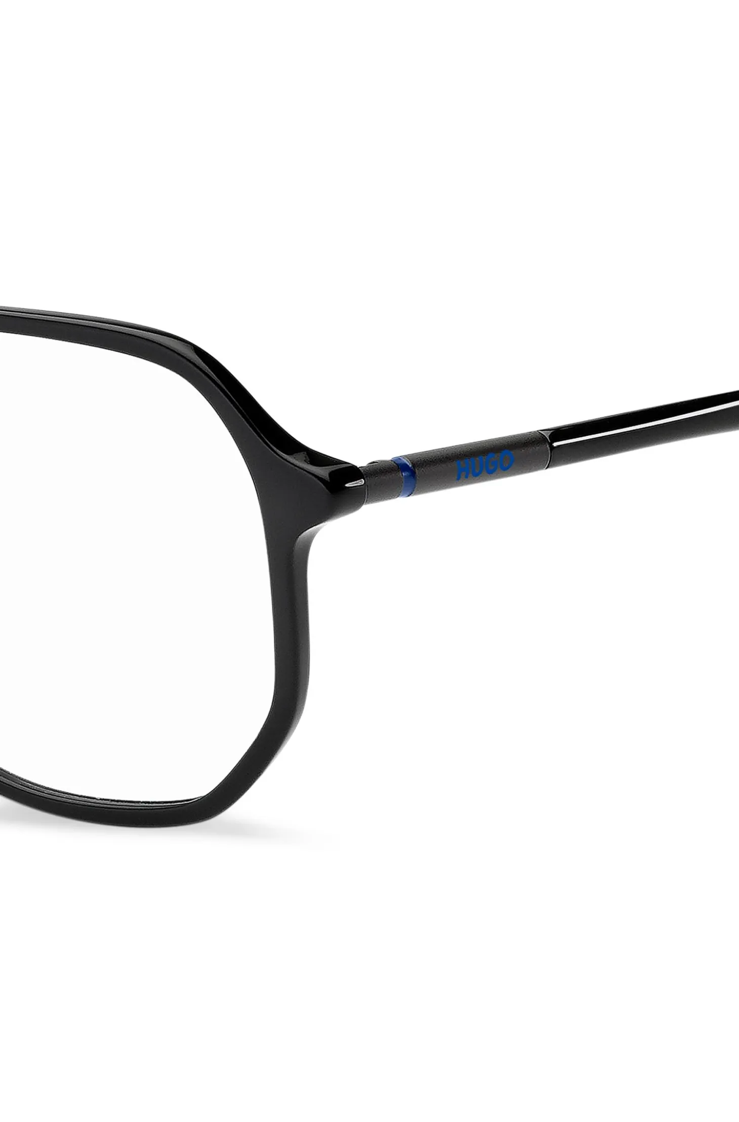 Black-acetate optical frames with tubular temples