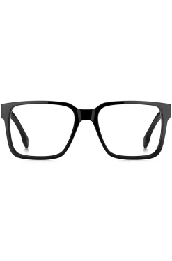 Black-acetate optical frames with logo plaque