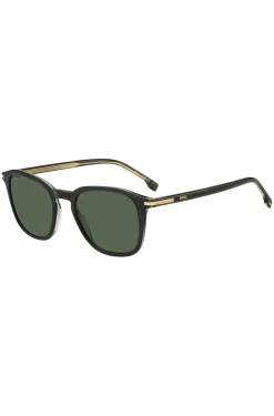 Black-acetate sunglasses with gold-tone trims