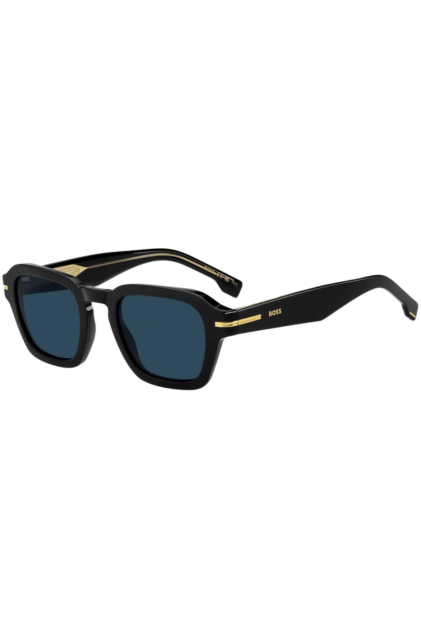 Black-acetate sunglasses with gold-tone trims