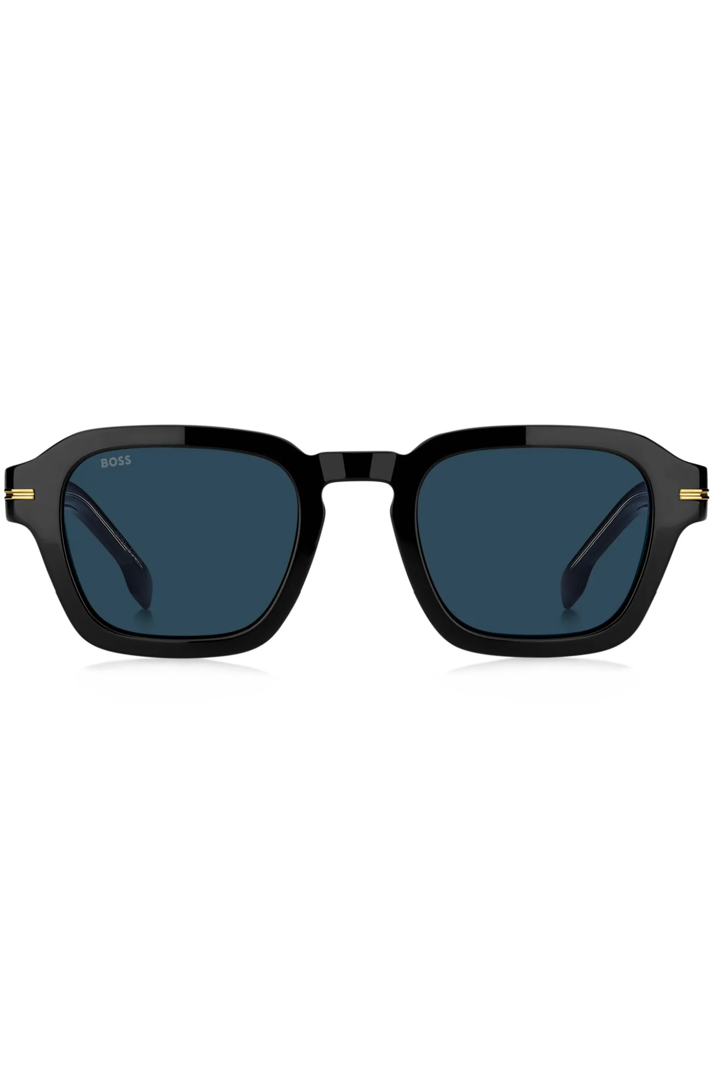 Black-acetate sunglasses with gold-tone trims
