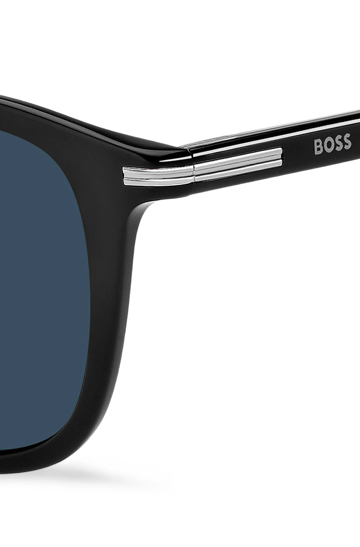 Black-acetate sunglasses with silver-tone trims