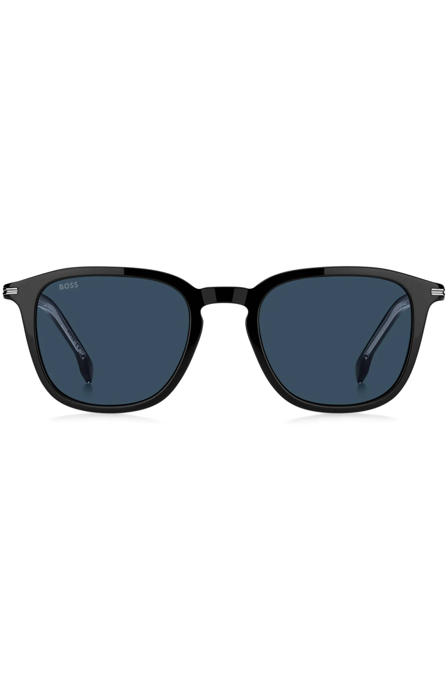 Black-acetate sunglasses with silver-tone trims