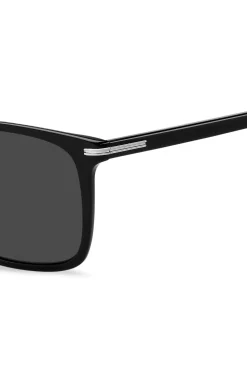 Black-acetate sunglasses with silver-tone trims