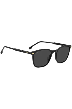 Black-acetate sunglasses with temple logo