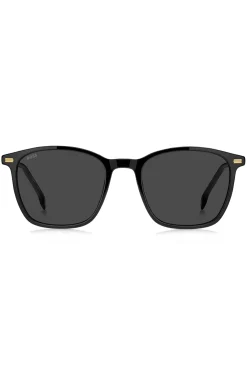 Black-acetate sunglasses with temple logo