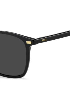 Black-acetate sunglasses with temple logo