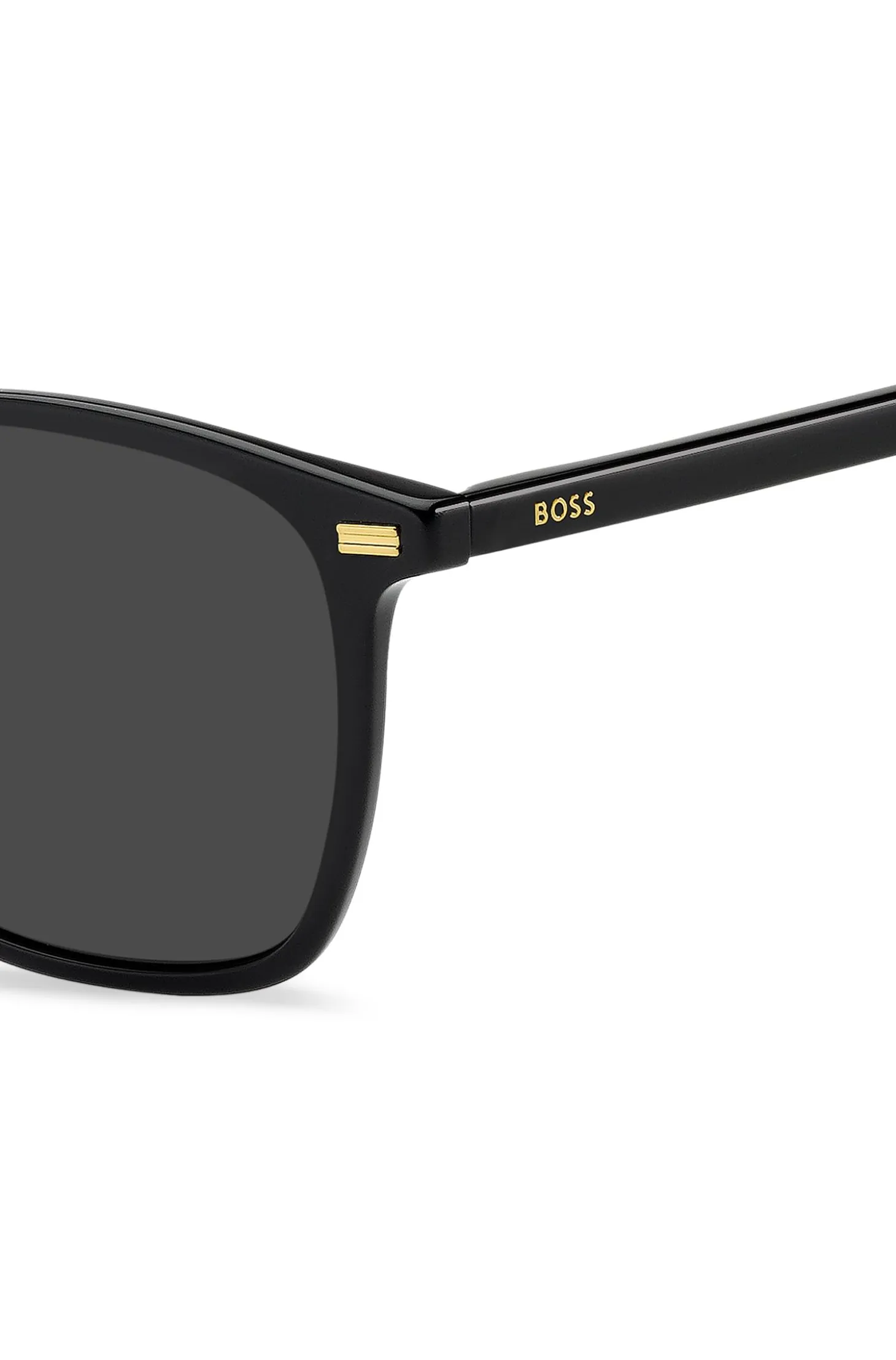Black-acetate sunglasses with temple logo