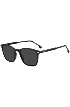 Black-acetate sunglasses with temple logo