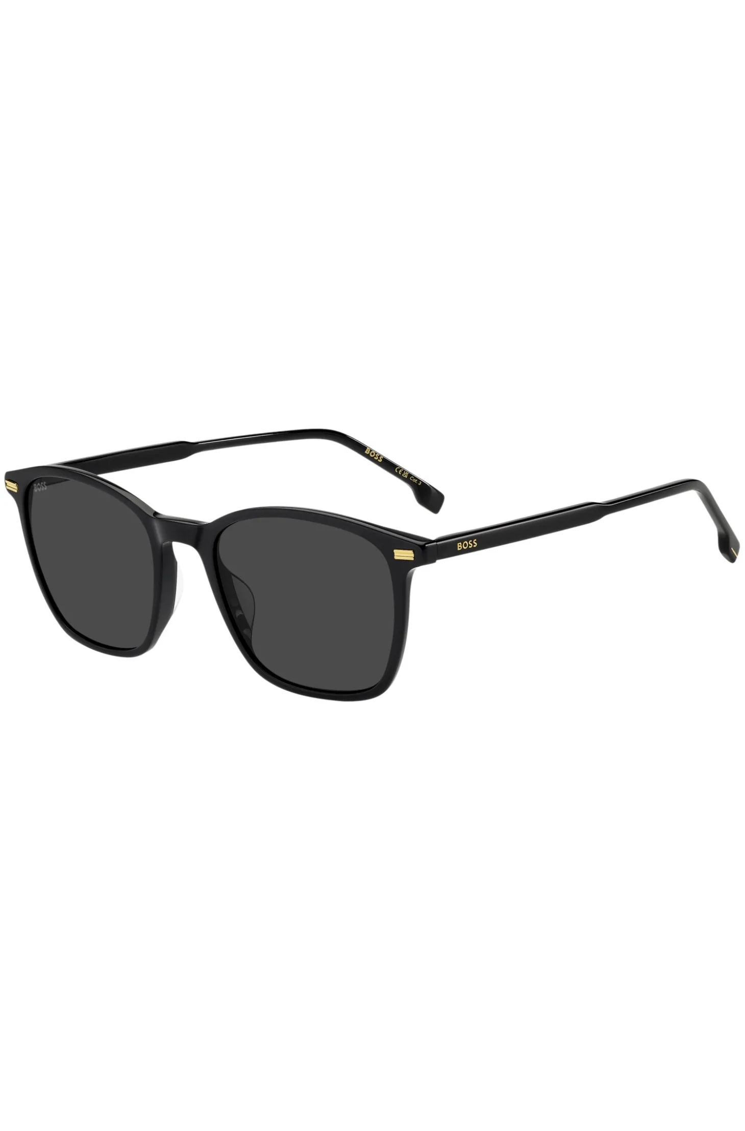 Black-acetate sunglasses with temple logo