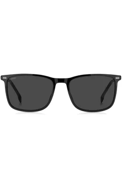 Black-acetate sunglasses with temple logo