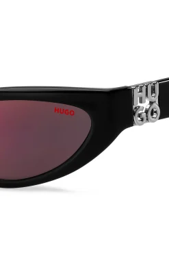 Black-acetate sunglasses with 3D monogram