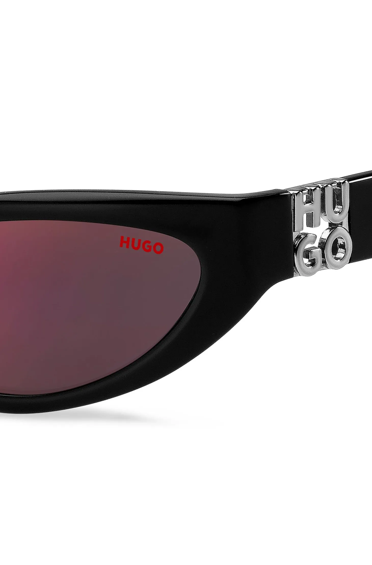 Black-acetate sunglasses with 3D monogram