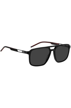 Black-acetate sunglasses with rubber logo