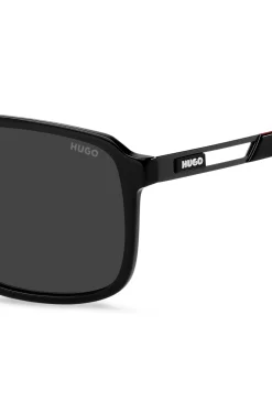 Black-acetate sunglasses with rubber logo