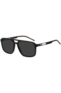 Black-acetate sunglasses with rubber logo