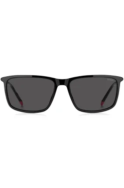 Black-acetate sunglasses with tubular temples