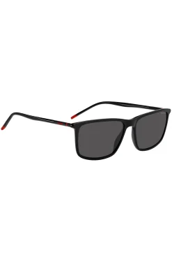 Black-acetate sunglasses with tubular temples
