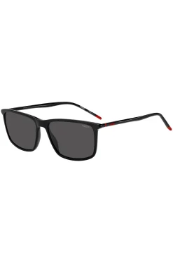 Black-acetate sunglasses with tubular temples