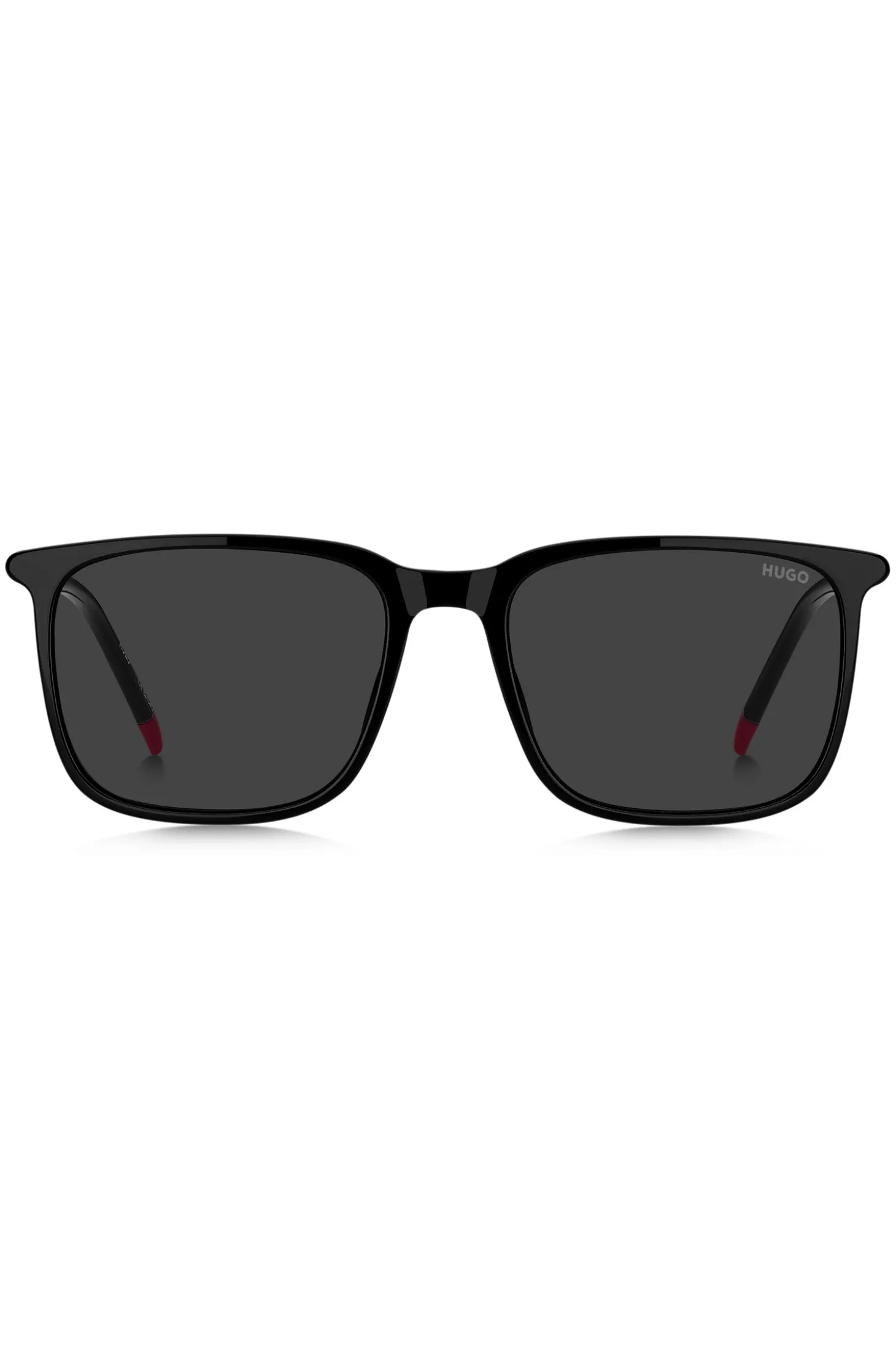 Black-acetate sunglasses with tubular metal temples