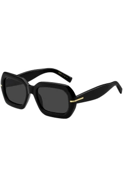 Black-acetate sunglasses with gold-tone hinges