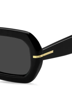 Black-acetate sunglasses with gold-tone hinges