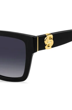 Black-acetate sunglasses with gold-tone Double B monograms
