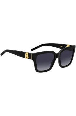 Black-acetate sunglasses with gold-tone Double B monograms