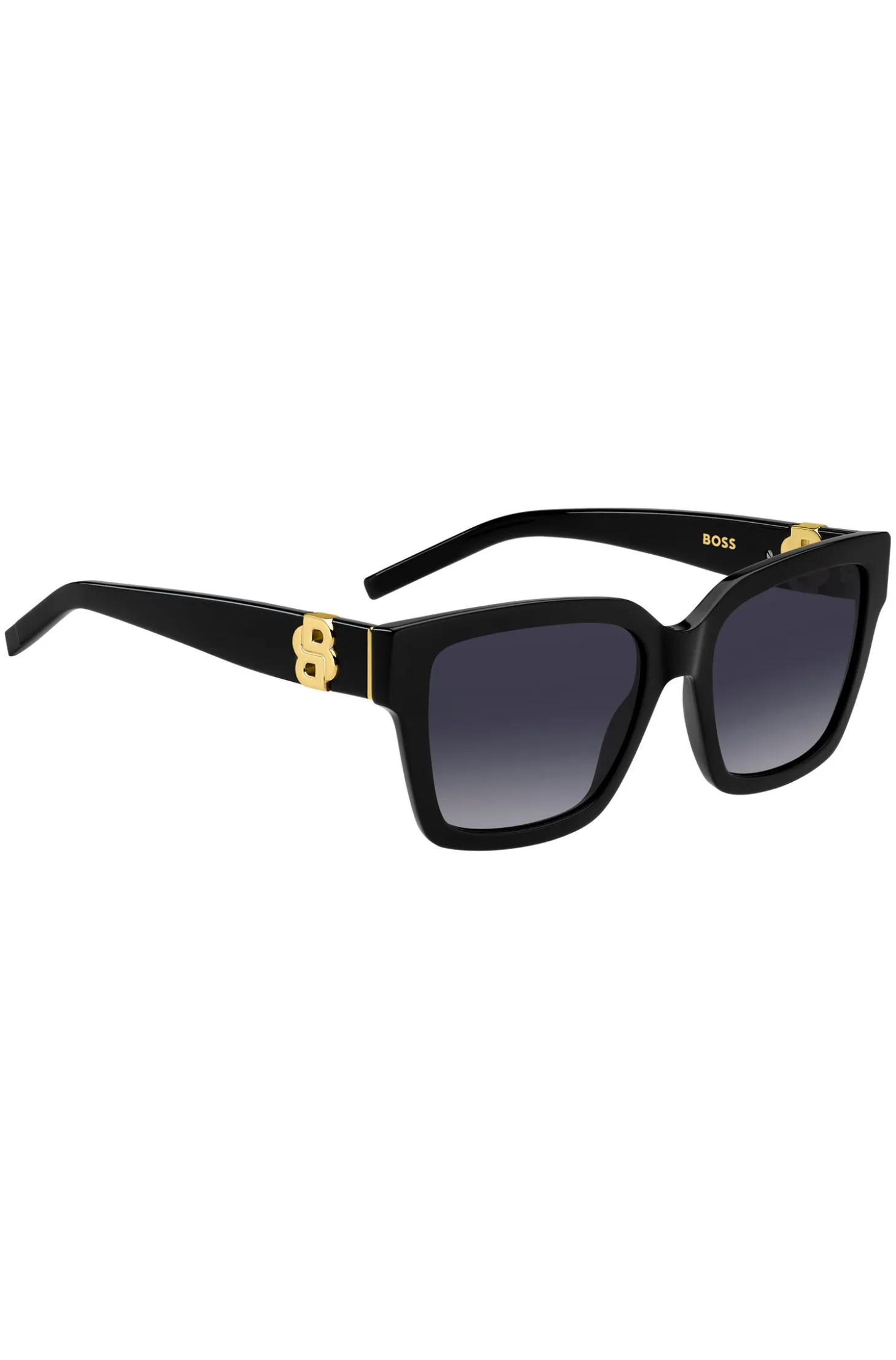 Black-acetate sunglasses with gold-tone Double B monograms